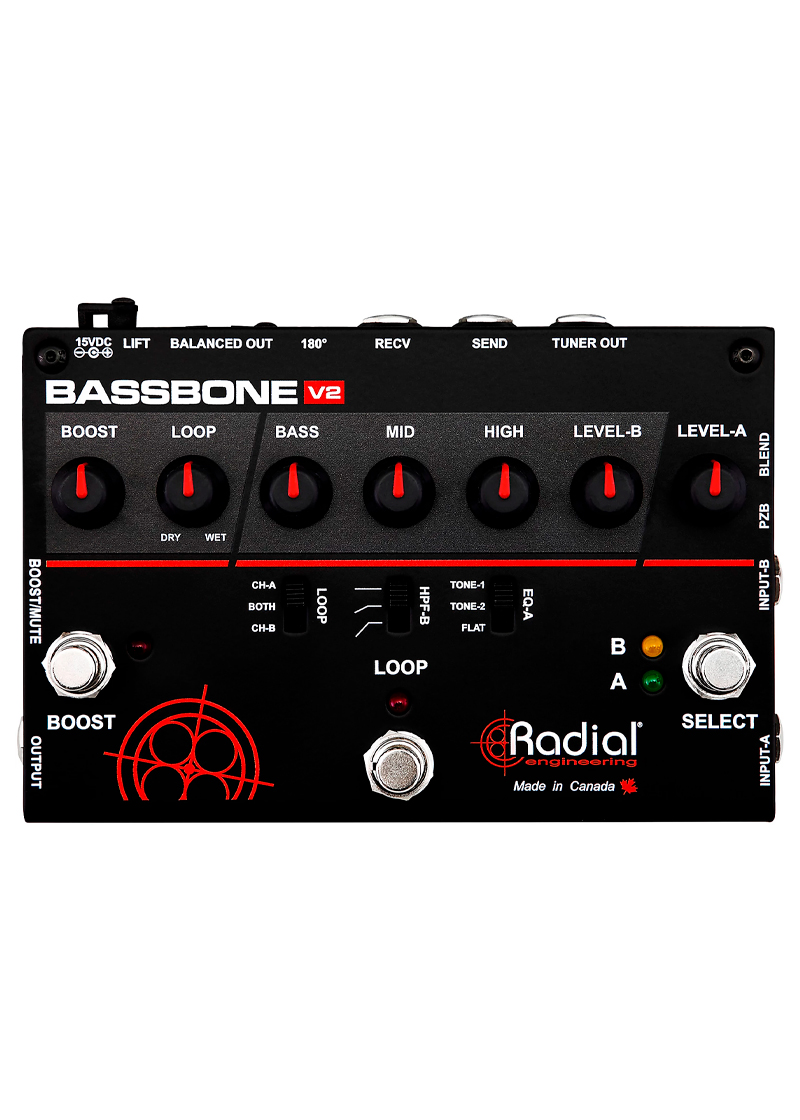 radial bassbone v2 bass preamp & boost