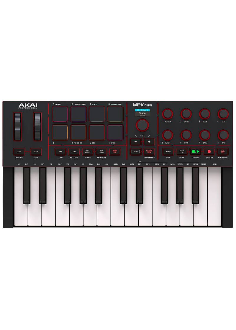 Controlador de teclado MIDI Akai Professional MPK Mini IV de 25 teclas, color negro