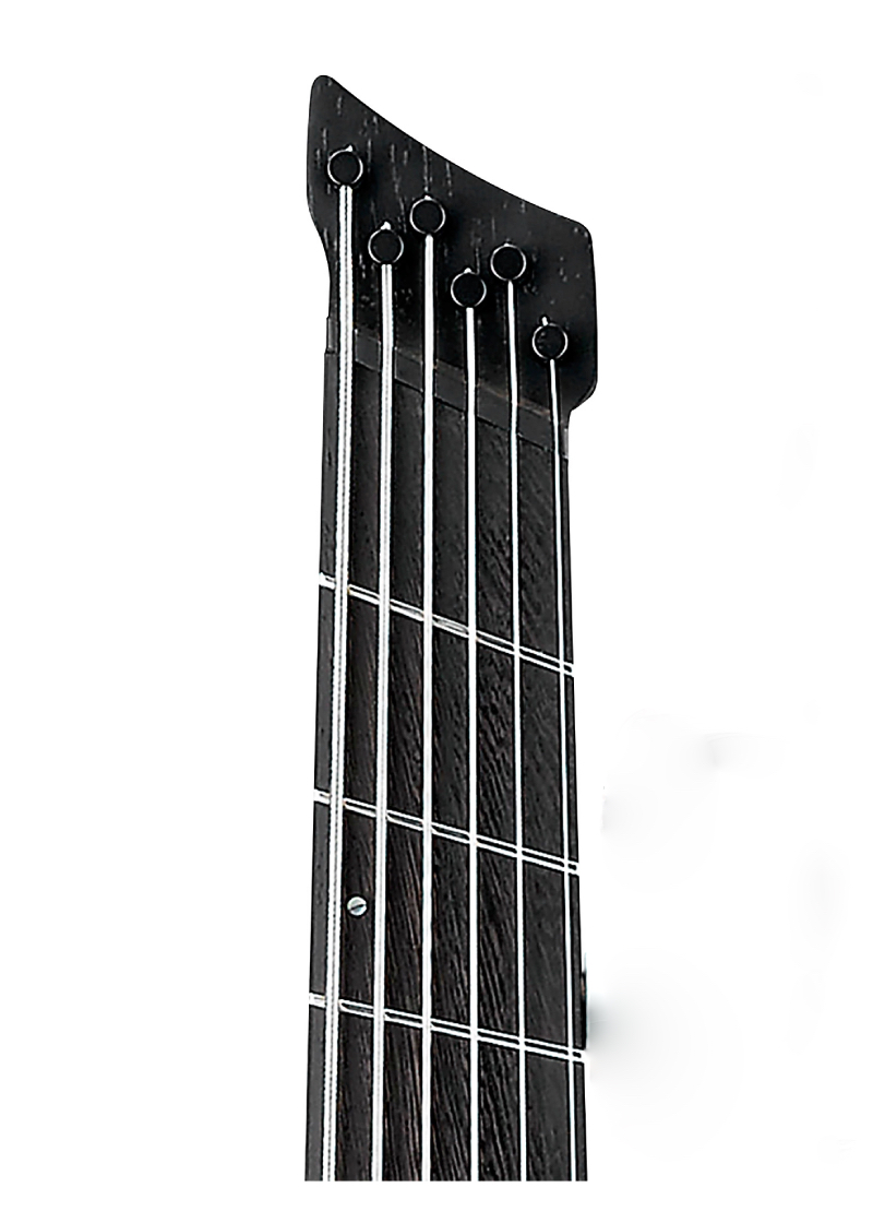ibanez ehb1506ms 6 string multi scale ergonomic headless bass antique brown stained low gloss Bajo eléctrico Ibanez EHB1506MS detalle del diapasón multiescala Panga Panga
