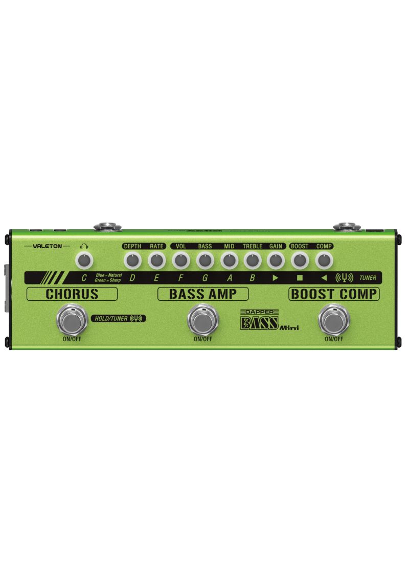 Pedal multiefectos para bajo Valeton Dapper Bass Mini vista frontal