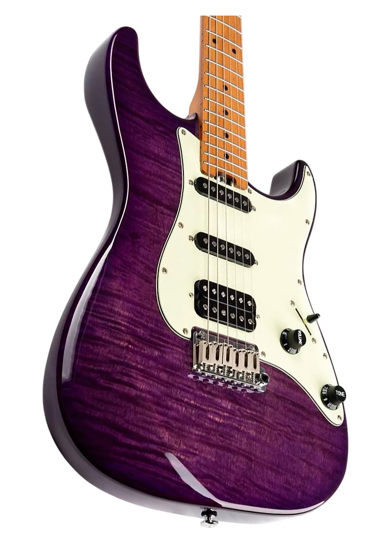 eart american nk c3n electric guitar Guitarra eléctrica EART NK-C3 detalle del cuerpo Purple