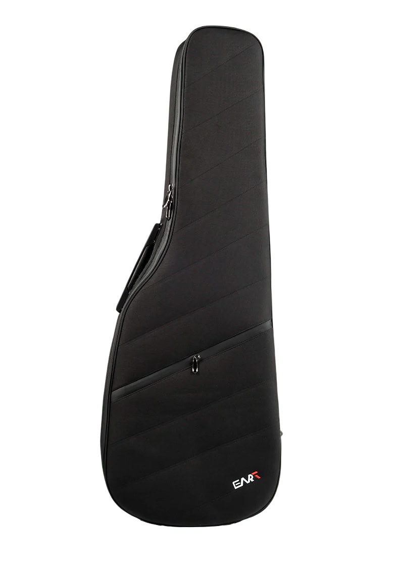 Funda negra acolchada para guitarra con bolsillos y cremallera
