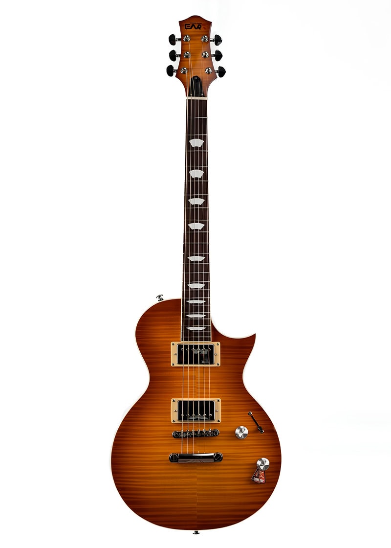 Guitarra eléctrica Eart Venus EGLP-620 vista frontal Tobacco