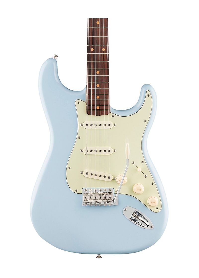 fender vintera iii early '60s stratocaster electric guitar rosewood fingerboard Guitarra eléctrica Fender Vintera III Early '60s Stratocaster detalle del cuerpo Sonic Blue