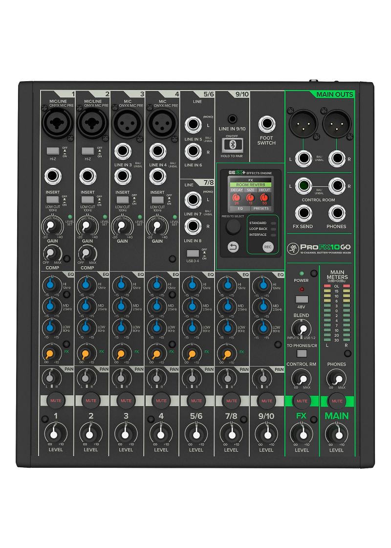 Mezcladora Mackie ProFX10GO Battery Powered vista frontal