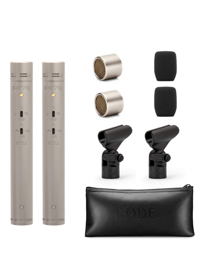 rode nt55 matched pair condenser microphones Micrófonos RØDE NT55 con cápsulas y accesorios