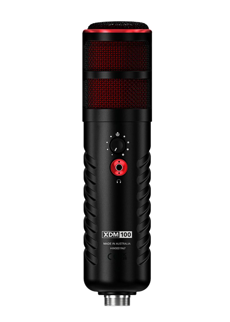 Micrófono dinámico RØDE XDM-100 vista frontal con control de volumen