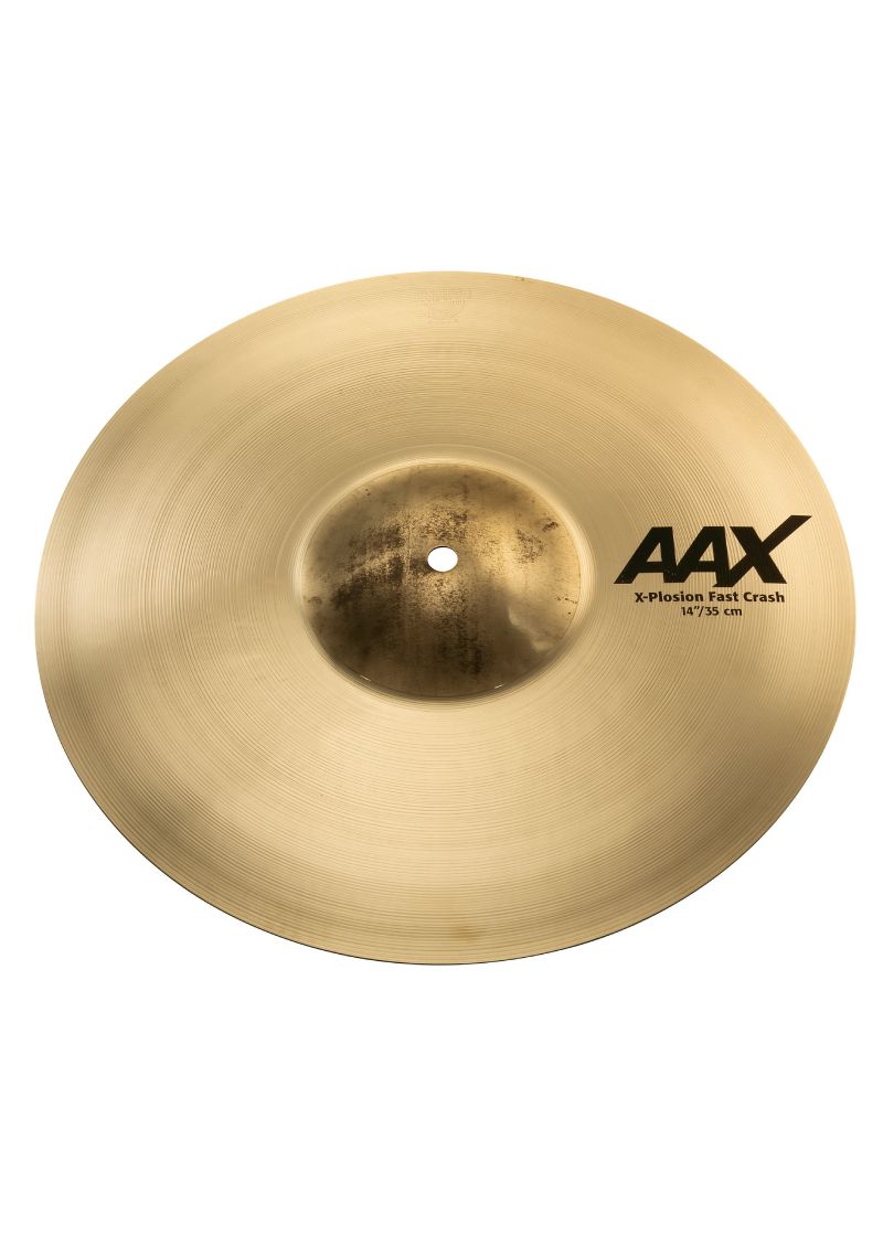 Platillo SABIAN AAX X-Plosion Fast Crash de 14 pulgadas detalle de la campana