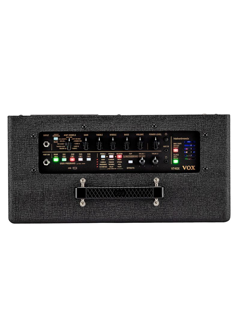 vox valvetronix vt40x classic blue 40w 1x10" hybrid guitar combo amp black Amplificador de guitarra VOX VT40X panel de controles